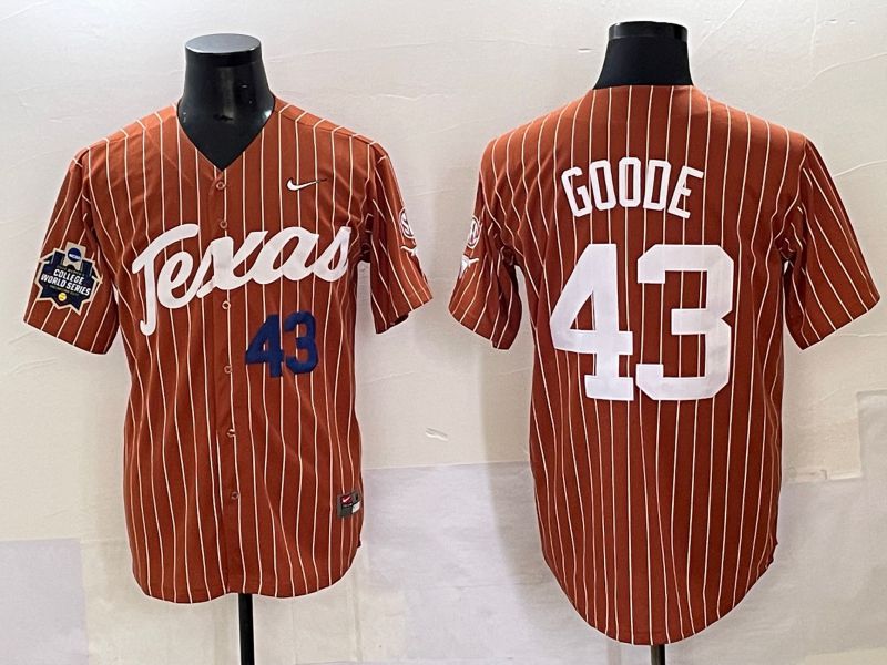 Men 2025 Texas Longhorns #43 Goode Brown stripe Joint Name Nike NCAA Jersey style 12->ncaa teams->NCAA Jersey
